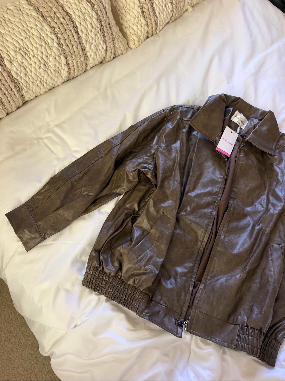 Beginning Boutique Vintage Brown Bomber Jacket - Picture 2 of 5